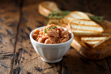 Salmon pate, or rillettes