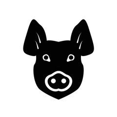 Vector pig silhouette for retro logos, emblems, badges, labels template vintage design element. Isolated on white background
