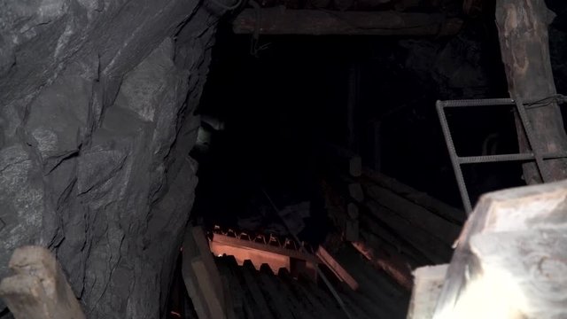 Iron ore Mineral rocks fall down