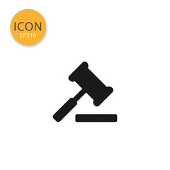 Judge gavel icon isolated flat style.