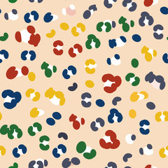 Hand drawn leopard print. Abstract seamless pattern. Beige background
