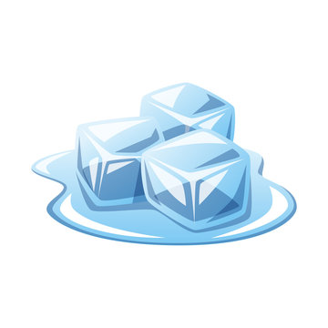 Ice cubes melting vector isolated illustration
