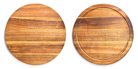 Wooden cutting board with copy space. design element, isolated on white background. Wood texture,...