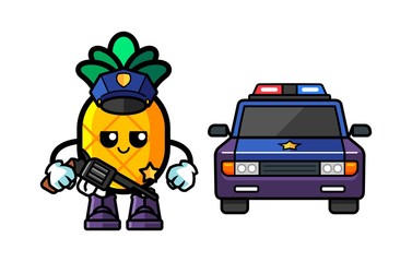 Pineapple police mascot cartoon illustration