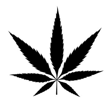 Cannabis black icon. Marijuana sign. Weed symbol isolated on white background.