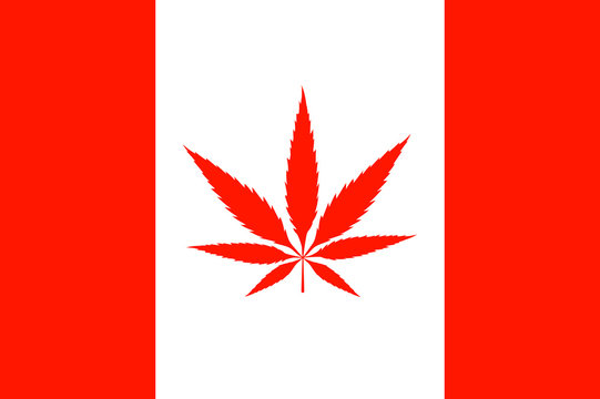 Canadian flag with cannabis leaf instead of maple