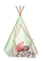 Cozy play tent for kids on white background
