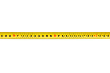 Yellow tape measure tool, isolated on white background
