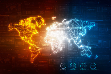 2d illustration world map abstract background
