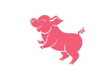 Pig is a symbol of the 2019 Chinese year. Greeting card, poster. Vector illustration. Eps 10