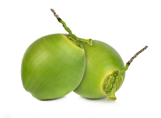  Green coconut Fruit on white background. - 229536343