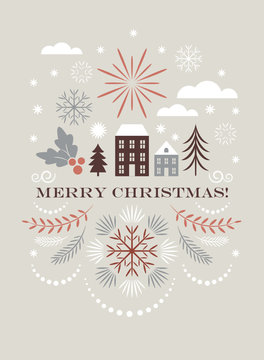 Merry christmas greeting card , Vector illustration