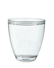Glass of clean cool water on white background