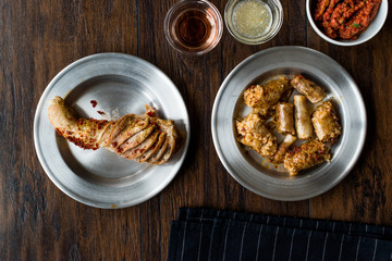 Turkish Food Minced Meat and Rice Stuffed Tripe Sirdan / Shirdan Dolma and Mumbar Dolmasi