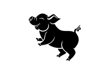 Pig is a symbol of the 2019 Chinese year. Greeting card, poster. Vector illustration. Eps 10