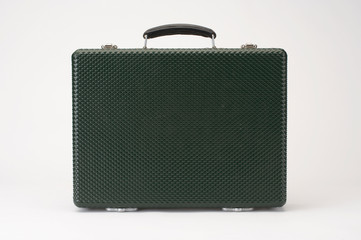 GREEN ALUMINIUM BRIEFCASE ON WHITE BACKGROUND