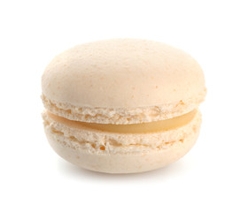 Tasty sweet macaroon on white background
