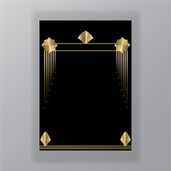 Beautiful Art Deco /Techno golden black page template for web and print , techno style 20s old fashion decoration