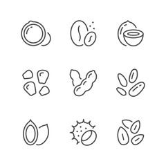 Set line icons of nuts and seeds