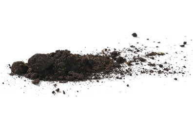 Soil, dirt pile isolated on white background