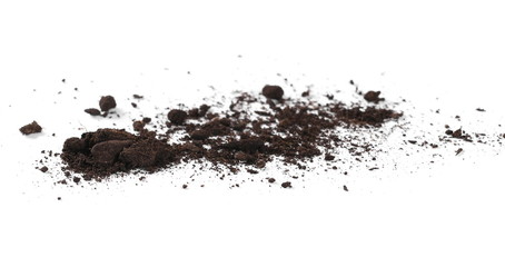 Soil, dirt pile isolated on white background