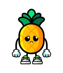 Pineapple sad mascot cartoon illustration