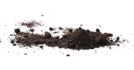 Soil, dirt pile isolated on white background