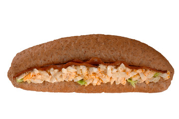 EGG MAYONNAISE AND BACON SANDWICH IN BROWN BREAD ROLL