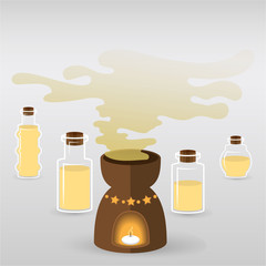 Bottels of aroma oils  for spa and massage masters , nice set of bottels , aromatherapy  for web and print .