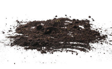 Soil, dirt pile isolated on white background