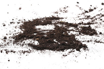 Soil, dirt pile isolated on white background
