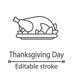 Grilled whole chicken linear icon