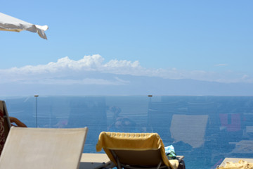 View towards Gomera in ocean from Tenerife, Canary Islands, Spain.
