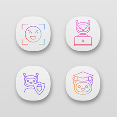 Machine learning app icons set