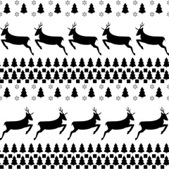 Deer and tree seamless pattern. Fashion graphic background design. Modern stylish abstract texture for holiday. Monochrome template for prints, textiles, wrapping, wallpaper, etc. Vector illustration