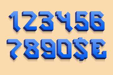 Special 3d numbers with currency signs of dollar and euro.