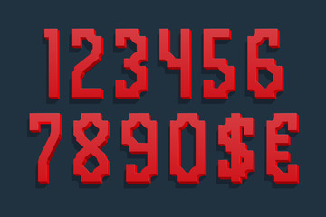 Magnetic 3d numbers with currency signs of dollar and euro.