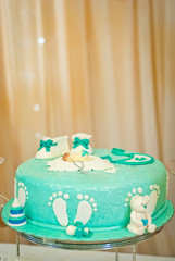 Sweet cake on a festive buffet. Cake on the table in the restaurant.