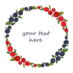 Decorative frame with hand drawn berries