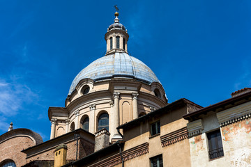 Fototapeta na wymiar The Dome of St Andrew Cathedral in Mantua (Montova in Italian). Mantua is a city in the area called Lombardy in Northern Italy in Europe.