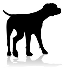 A detailed animal silhouette of a pet dog