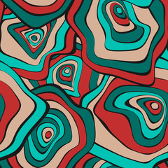 Fototapeta na wymiar Wavy Distorted Rounds. Seamless Pattern with Deformed Circles. Hand Drawn Abstract Background. Vector Psychedelic Illustration with Colorful Spots. Wave Seamless Pattern for Fabric, Textile, Wrapping.
