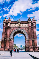Passeig de Luis Companys and Arc de Triomf or Arco de Triunfo -  triumphal arch in Barcelona /...