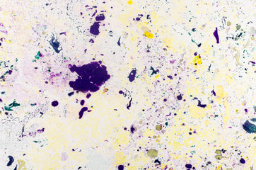 Fototapeta na wymiar Abstract background for text or image. Ebru technique. Modern art. Marbled paper. Marbleized effect. Marble paper texture. Yellow and violet.