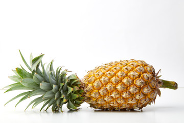 ripe pineapple fruit on white background