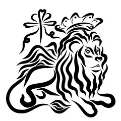Winged lion with a crown and a cross with a heart