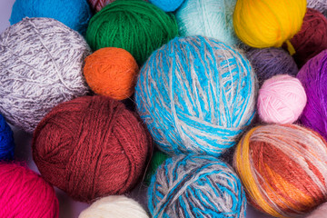 Woolen yarn balls. Yarn for knitting