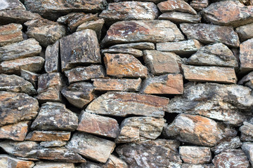 Front shoot of masonry stone wall without plaster as texture sample