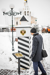 decorative monument customs stolb in Vladimir