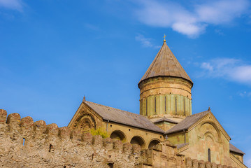 Fototapeta na wymiar View of the monastery Svetitskhoveli in Georgia, Mtskheta